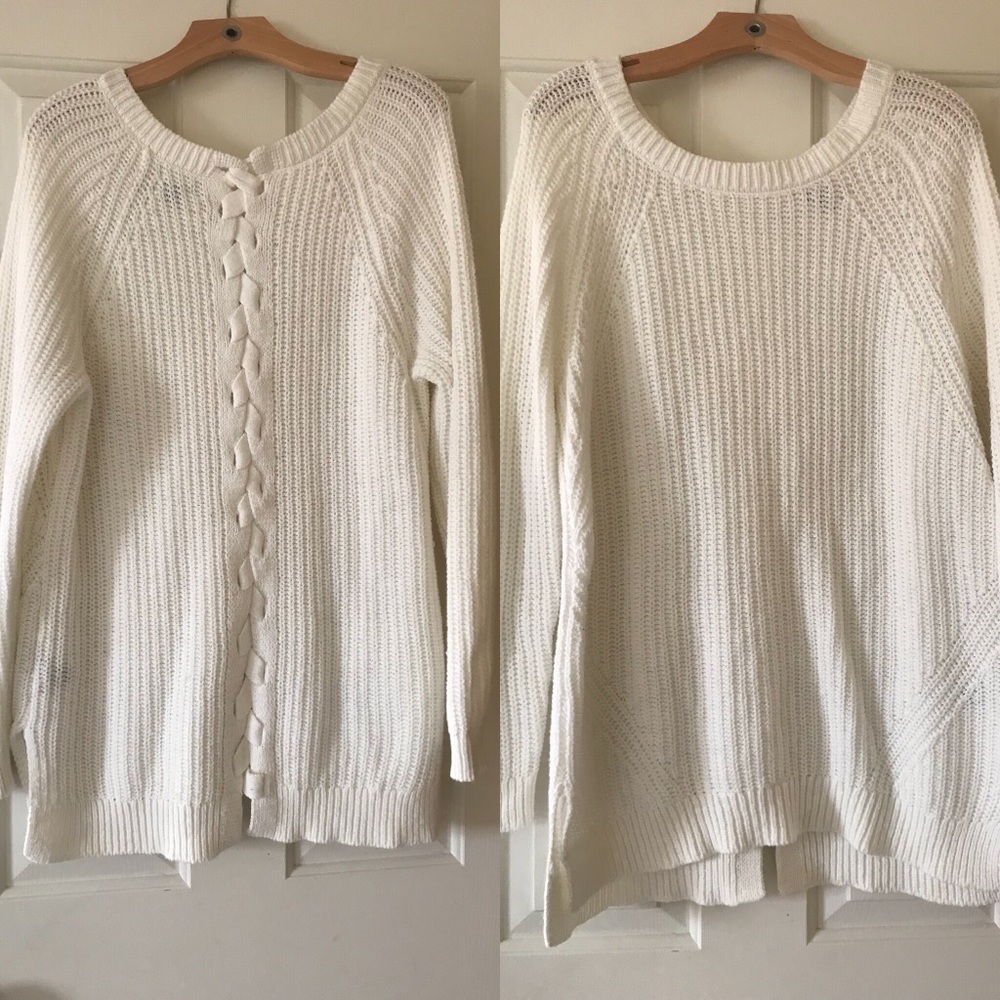 Aerie stitch sweater with braided back